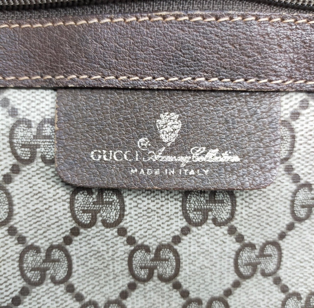 Authentic Vintage Gucci GG Supreme Web Sherry Line Boston Travel Bag Beige Brown 1980s