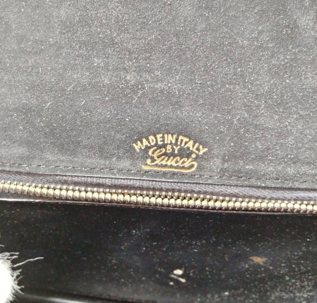 Vintage Gucci Sherry Line Black Leather Horsebit Shoulder Bag Made in Italy