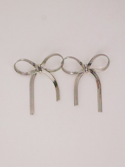 Silver Dainty Bow Earring