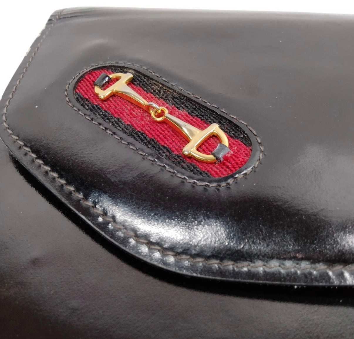 Vintage Gucci Sherry Line Black Leather Horsebit Shoulder Bag Made in Italy