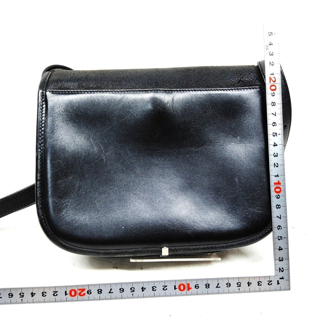 Authentic Vintage Gucci Black Pebbled Leather Saddle Crossbody Shoulder Bag 1970s–1980s