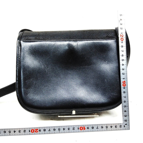 Authentic Vintage Gucci Black Pebbled Leather Saddle Crossbody Shoulder Bag 1970s–1980s