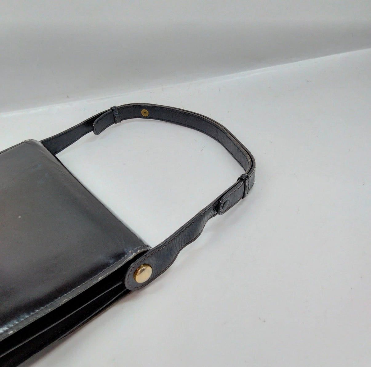 Vintage Gucci Sherry Line Black Leather Horsebit Shoulder Bag Made in Italy