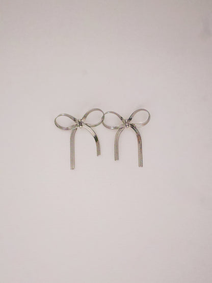 Silver Dainty Bow Earring