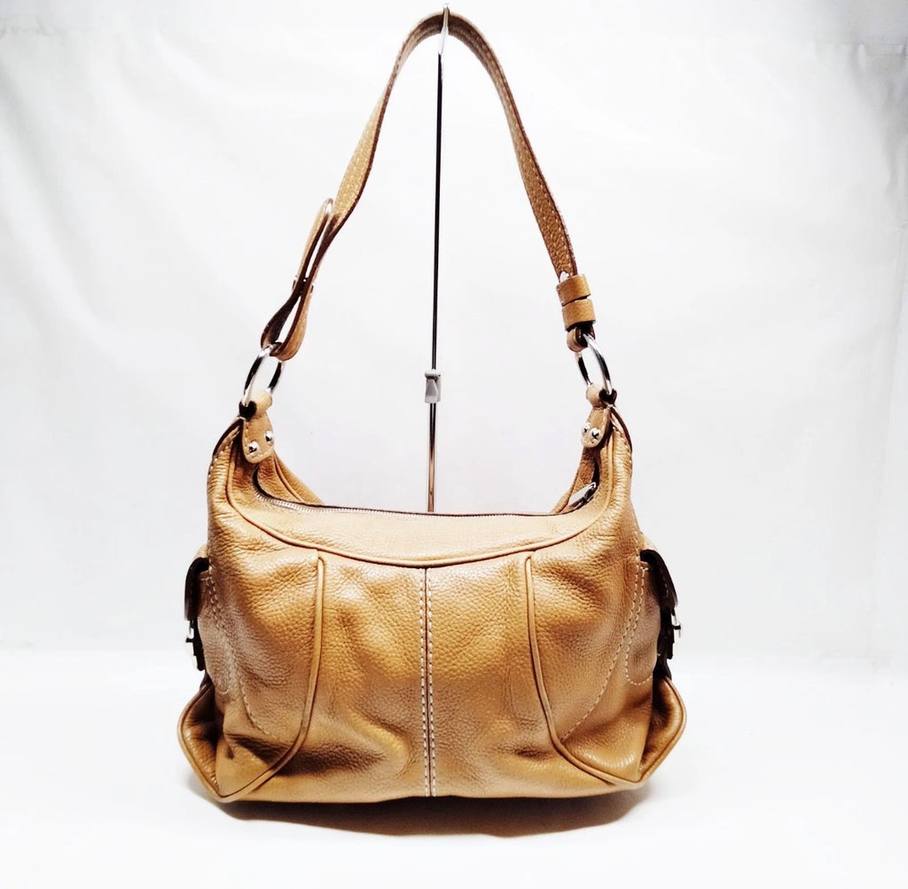 Authentic Tod’s Vintage Tan Pebbled Leather Shoulder Bag – Y2K Era