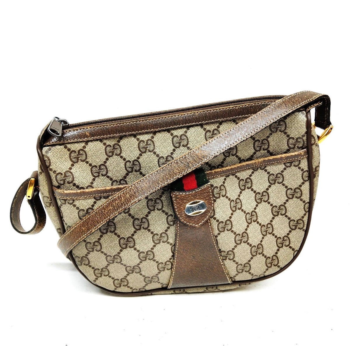 Authentic Vintage Gucci GG Supreme Sherry Line Accessory Collection Shoulder Bag 1980s