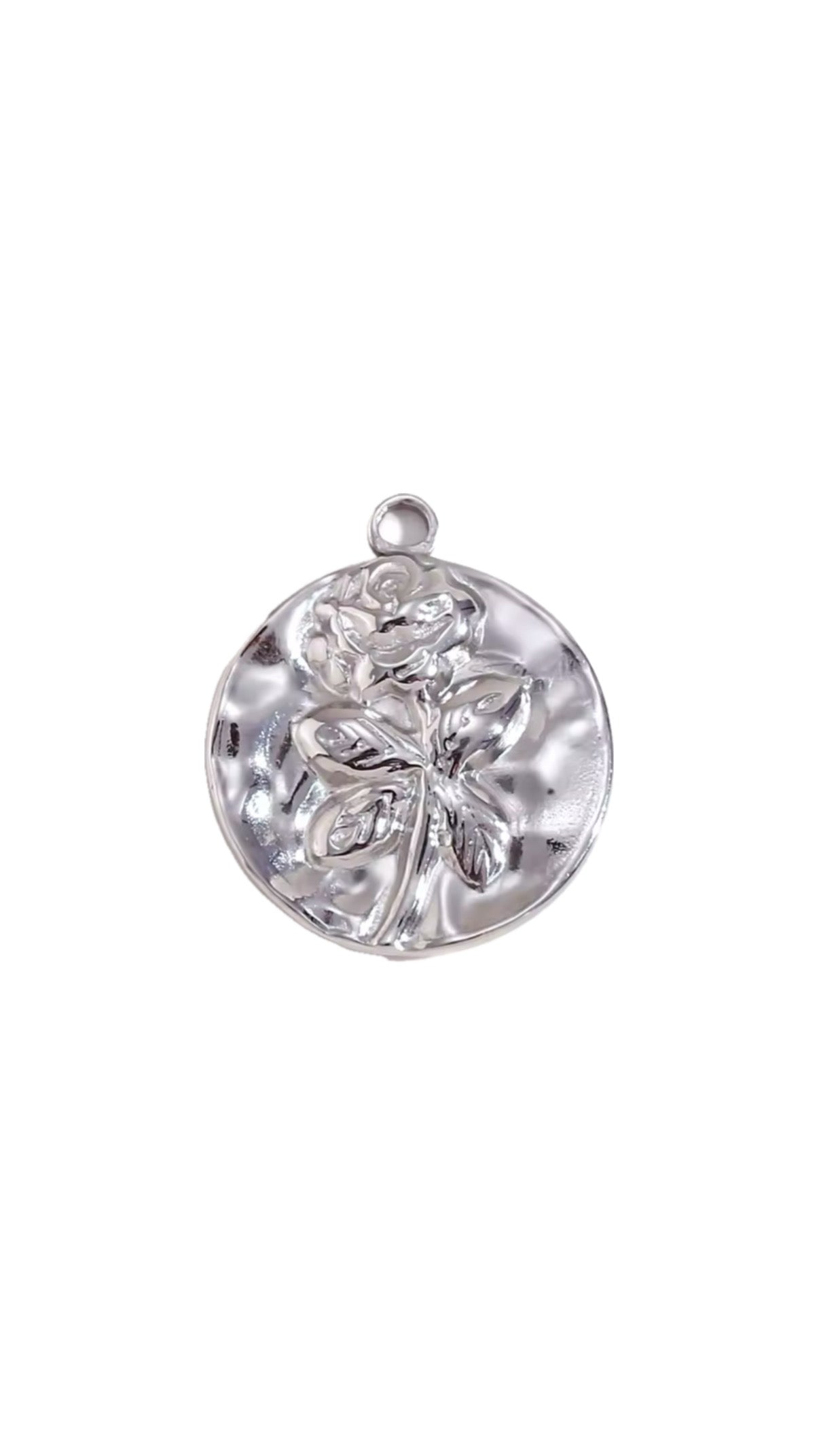 Silver Pressed Flower Charm