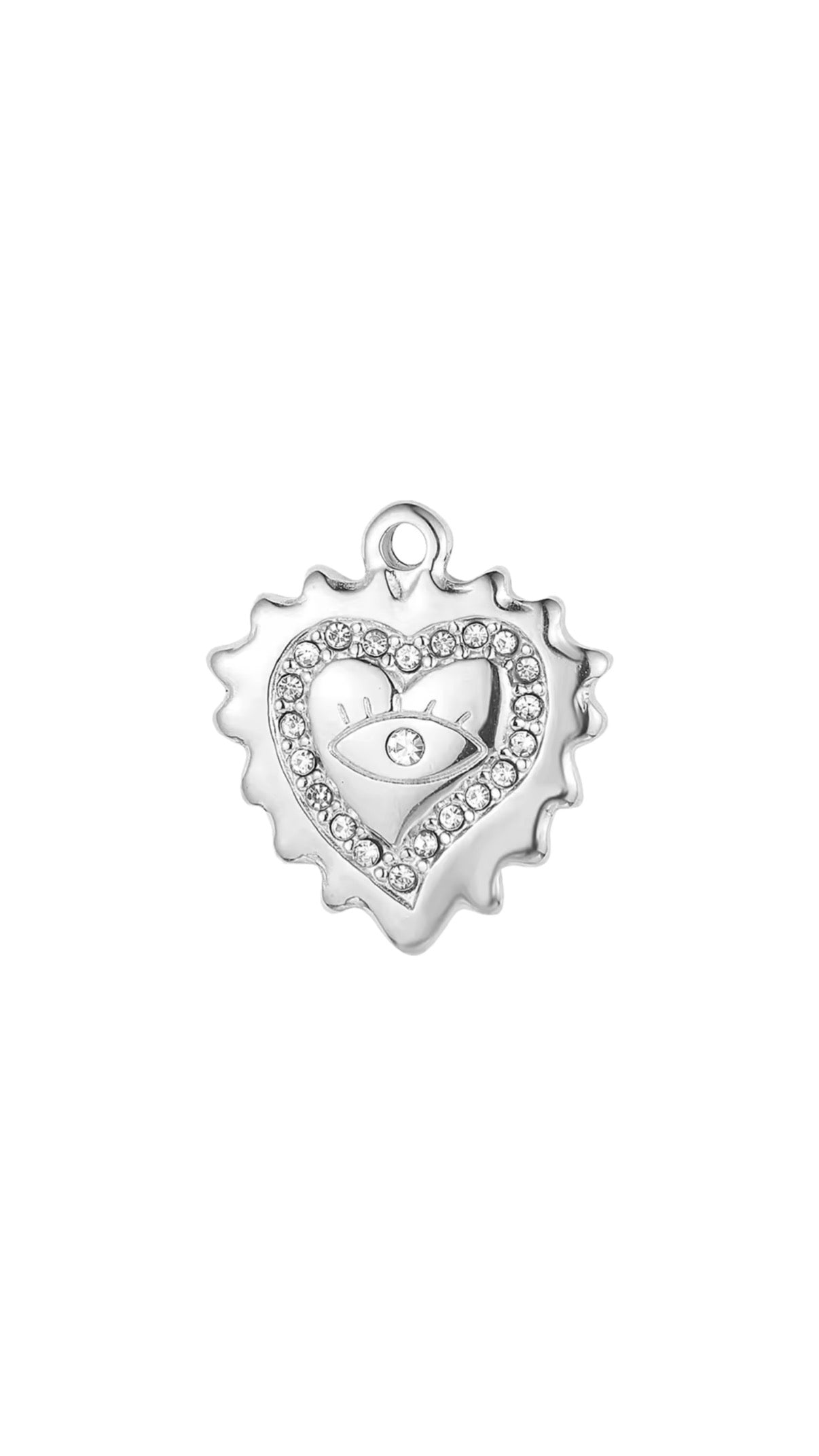 Silver Evil Eye Heart Charm