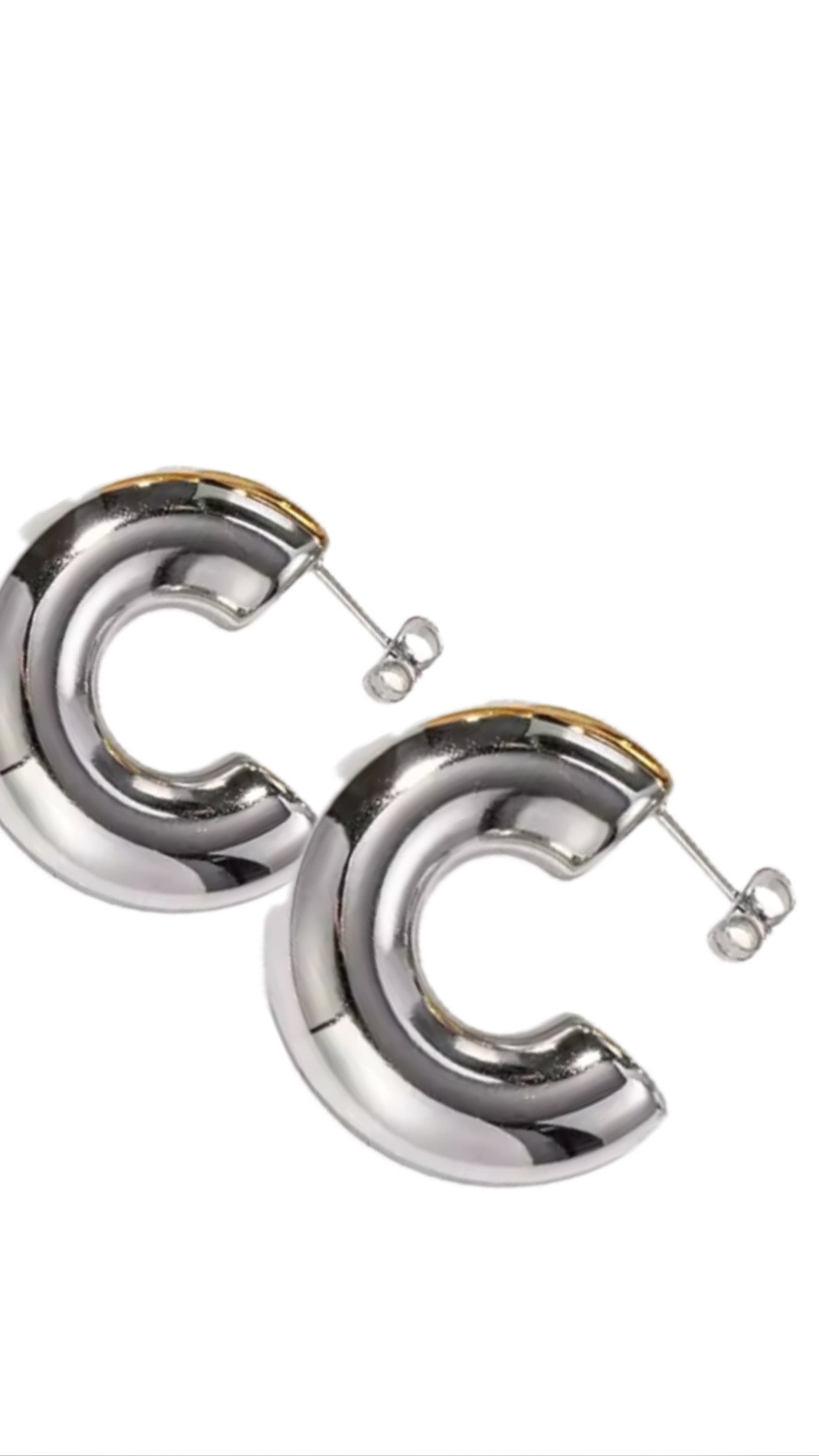 Silver Chunky Hoop Earring
