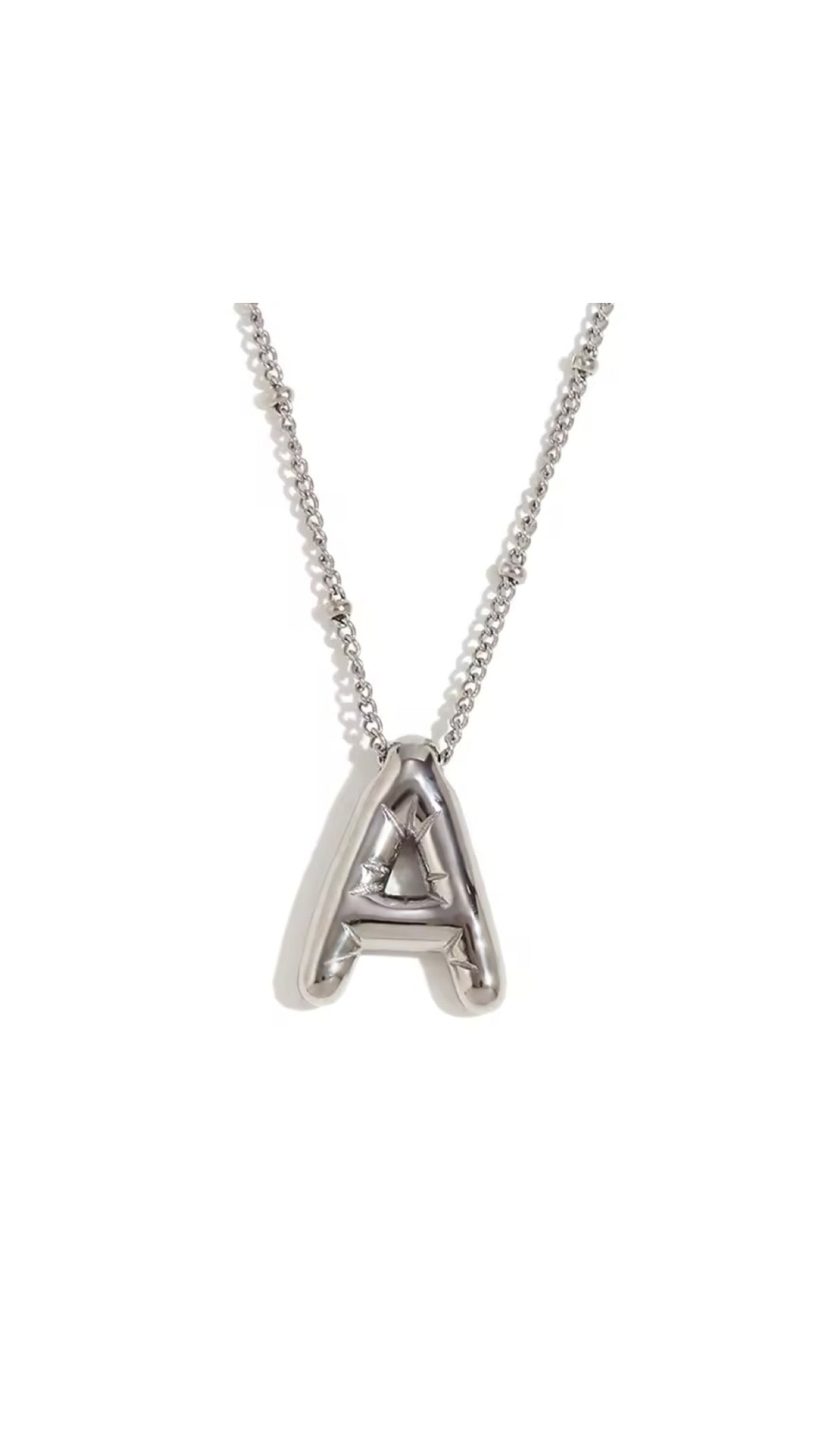 Silver Bubble Letter Necklace