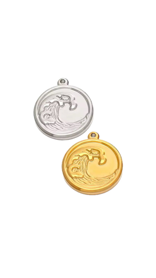 Wave Charm Gold or Silver